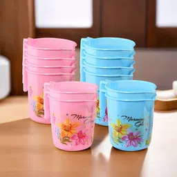 Kuber Industries Blue & Pink 10 piece Floral Plastic Bath Accessories Set-image-77