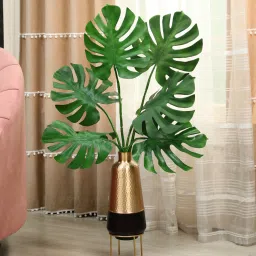 fourwalls Plastic Chrysta Green Monstera Leaves Without Pot Artificial Plant image 1