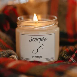 Aromatic Fables Scorpio Sun Sign White Orange Scented Jar Glass Candle-picture-28