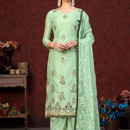 SHADOW & SAINING Floral Embroidered Unstitched Dress Material With Dupatta-picture-34