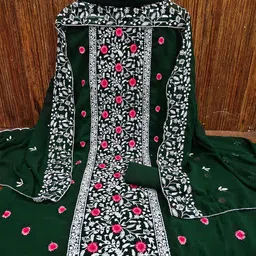 MANVAA Floral Embroidered Silk Georgette Unstitched Dress Material-image-33