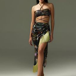 Tizzi Printed Mini Length Asymmetric Vanessa A Line Skirt-picture-37