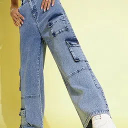 Noh.Voh - SASSAFRAS Kids Girls Blue Straight Fit Highly Distressed Heavy Fade Jeans-image-7