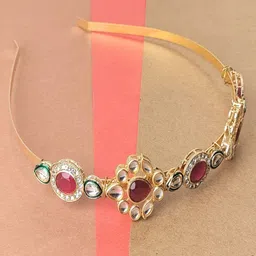 UNIVERSITY TRENDZ Gold-Plated Kundan Studded Sheeshphool Head Jewellery-picture-29