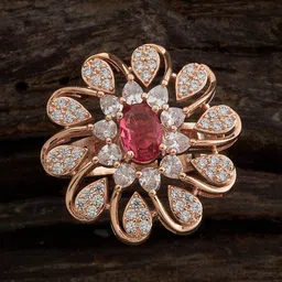 Kushal's Fashion Jewellery Rose Gold-Plated CZ-Studded Adjustable Finger Ring-picture-23