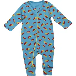 Nino Bambino Infant Blue & Yellow Printed 100 % Organic Cotton Sustainable Rompers-picture-16
