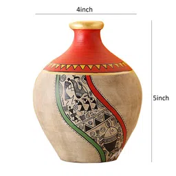 aakriti art creations Warli Earthen Irvin Floor Vase image 3