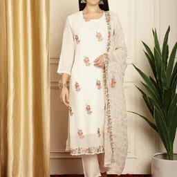 Stylee LIFESTYLE Floral Embroidered Silk Georgette Unstitched Dress Material-picture-35