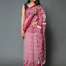 KALINI Geometric Printed Pure Cotton Saree-image-83