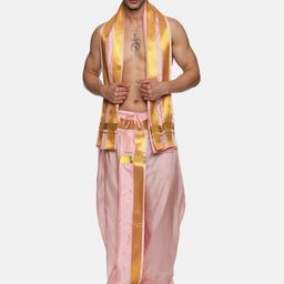 Sethukrishna Men Mid-Rise Art Silk Dhotipants With Angavastram-picture-3