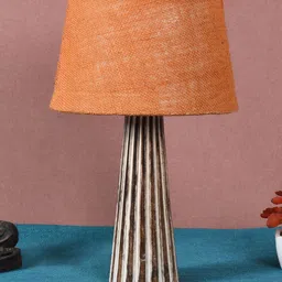 foziq Brown & Orange Textured Wooden Table Lamps-picture-24