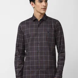 SIMON CARTER LONDON Men Grey Slim Fit Tartan Checked Pure Cotton Casual Shirt-image-27
