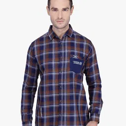 Kuons Avenue Men Brown Smart Slim Fit Tartan Checks Checked Casual Shirt-picture-29