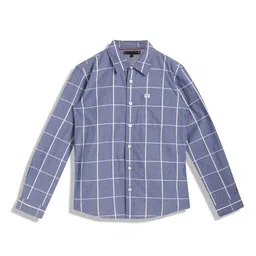 Tommy Hilfiger Boys Windowpane Checked Spread Collar Opaque Cotton Casual Shirt-picture-53
