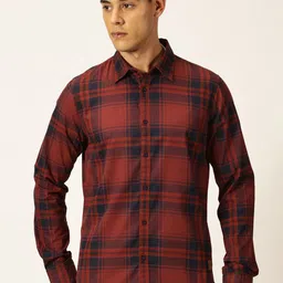 Provogue Classic Slim Fit Tartan Checks Spread Collar Pure Cotton Casual Shirt-picture-12