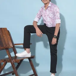 Crimsoune Club Boys Classic Slim Fit Floral Printed Casual Shirt-picture-39