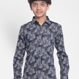 Crimsoune Club Boys Abstract Printed Slim Fit Cotton Casual Shirt-picture-8