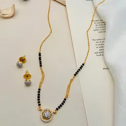 ABDESIGNS Gold Plated Artificial Stones & Beads Mangalsutra Set-picture-36