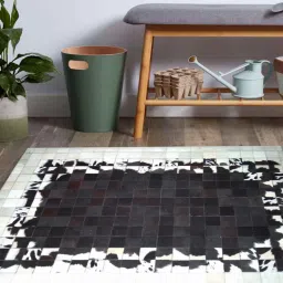 dazzhome White & Brown Hair On Leather Abstract Hand Woven 9ftx12ft Carpet image 1