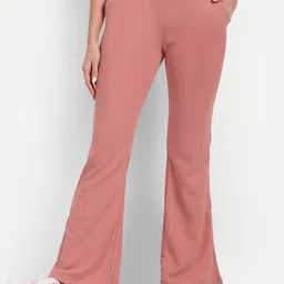 BROADSTAR Women Peach-Coloured Relaxed Flared High-Rise Easy Wash Bootcut Trousers-picture-11