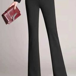 Next One Women Relaxed Straight Leg Flared High-Rise Easy Wash Trousers-picture-18
