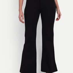 Next One Women Relaxed Straight Leg Flared High-Rise Easy Wash Formal Trousers-picture-8