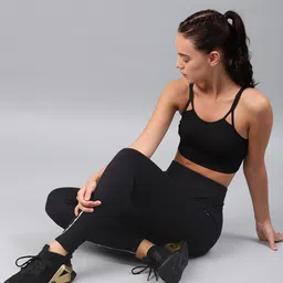 HRX by Hrithik Roshan Women Black Solid Rapid-Dry Skinny Fit Running Tights-picture-9