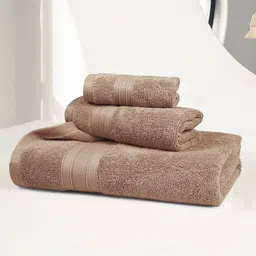 MYTRIDENT Soft Comfort Brown 3 Pieces Pure Cotton 500 GSM Towel Set-image-87