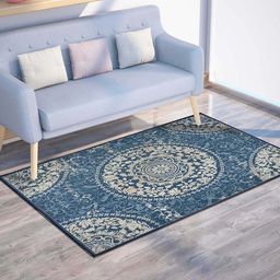 PRESTO Blue & Beige Traditional Printed Anti Skid Carpet-picture-45