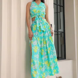 JISORA Printed Pure Cotton Top With Skirt Co-Ords image 1