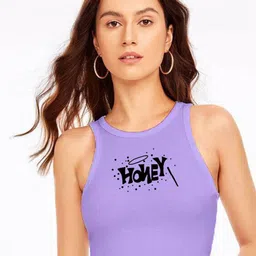 TABADTOD Typography Print Crop Fitted Top-image-27