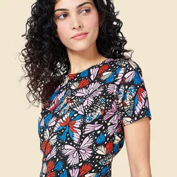 People Black & Blue Graphic Printed Crop Top-picture-22