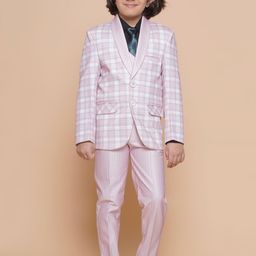 Aj DEZInES Boys Checked Single-Breasted 3 Piece Suit-picture-8
