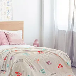 Pluchi Kids Grey Mickey & Friends Faces Disney AC Room 350 GSM Cotton Single Bed Blanket-image-21