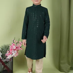 TABARD Boys Geometric Embroidered Pure Cotton Straight Kurta With Churidar-picture-30