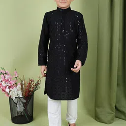 TABARD Boys Embroidered Regular Pure Cotton Kurta with Salwar-picture-38
