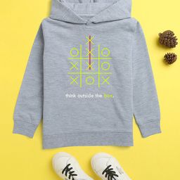 NUSYL Unisex Kids Grey Printed Hooded Sweatshirt-image-42