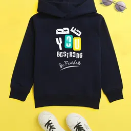 NUSYL Unisex Kids Navy Blue Printed Hooded Sweatshirt-image-64