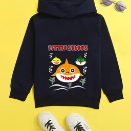 NUSYL Unisex Kids Navy Blue Printed Hooded Sweatshirt-image-86