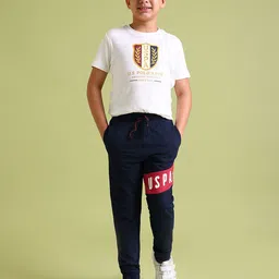 U.S. Polo Assn. Boys Navy Blue & Red Brand Logo Printed Straight-Fit Joggers-picture-20