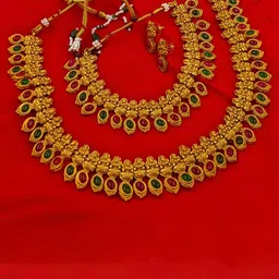 Anujeet Fashion Hub Stones Studded Maa Lakshmi Jewellery Set-picture-33