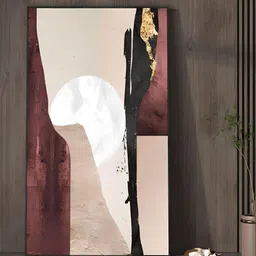 THE HANDMADE FLAIR Beige & Pink Crystal Porcelain Abstract Painting Wall Art-image-79