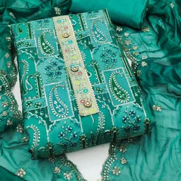 KALINI Embroidered Organza Unstitched Dress Material-picture-33