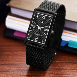 CRESTELLO Men Black Brass Dial & Black Stainless Steel Bracelet Style Straps Analogue Watch CR-BK026-BLK-CH-picture-21