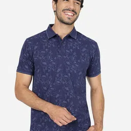 Greenfibre Floral Printed Polo Collar Slim Fit Cotton T-shirt image 1