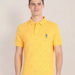 U.S. Polo Assn. Geometric Printed Pique Polo Collar Pure Cotton Slim Fit T-shirt image 1