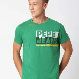 Pepe Jeans Men Green & White Brand Logo Printed Slim Fit T-shirt-picture-10