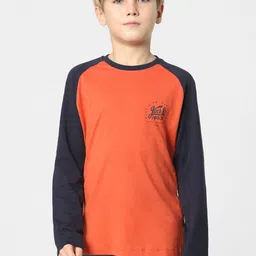 Jack & Jones Junior Boys Orange & Navy Blue Colourblocked Slim Fit T-shirt-picture-48