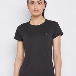 Crimsoune Club Women Black Extended Sleeves Slim Fit T-shirt-image-14