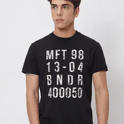 Mufti Typography Printed Slim Fit Cotton T-shirt-image-25